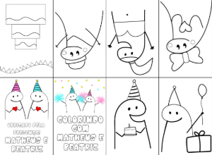 Mini Livro de Colorir Flork Aniversário para Editar Online