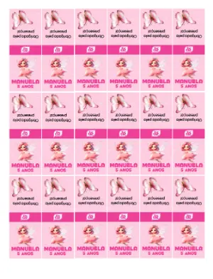 Rótulo Tic Tac Fada e Borboleta Rosa Editável para Aniversário