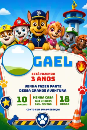 Invito di compleanno Paw Patrol – Statico – Jotta
