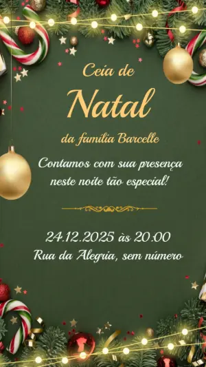 Convite Digital para Ceia de Natal Tradicional Editável