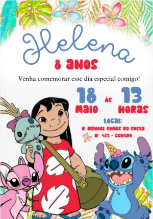 Invitación de cumpleaños Stitch – Estático – Bárbara Claudino