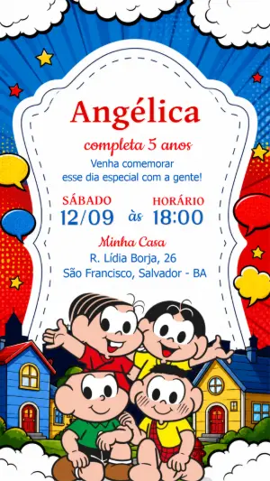 Convite de Aniversário Turma da Mônica Editável