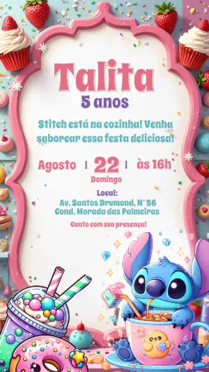 Invitación de cumpleaños Stitch – Estático – CollorGraph Convites