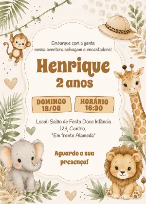 Safari Birthday Invitation – Static – Idesign Personalizados