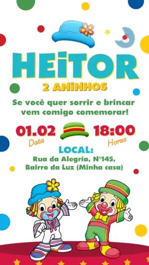 Convite de Aniversário Patati Patatá Colorido para Editar