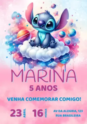 Invitación de cumpleaños Stitch – Estático – Clara Caroline 