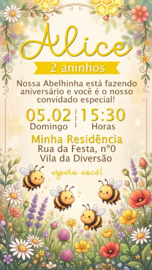 Invitación de cumpleaños Jardín encantado – Estático – Convide aê!