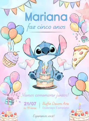Invitación de cumpleaños Stitch – Estático – Decore Arte