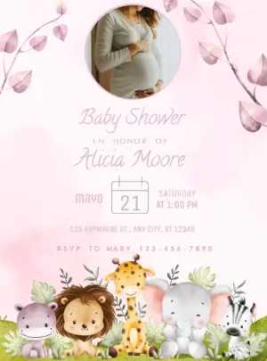 Cute 'Bearly Wait' Safari Baby Shower Digital Invitation