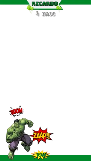 Moldura de Aniversário Hulk para Stories Editável Online