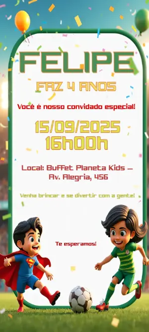 Soccer Birthday Invitation – Static – Convites Digitais Exclusivos