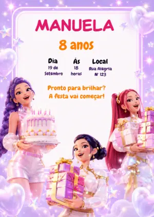 Invitation d'anniversaire KPop Demon Hunters – Statique – KC Design