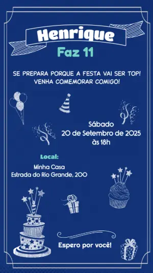 Convite de Aniversário Estilo Quadro Negro para Editar Online