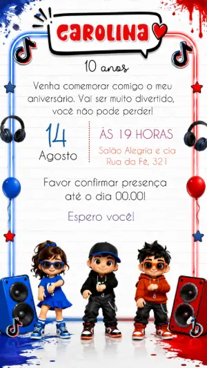 Convite Animado de Aniversário TikTok para Editar Online