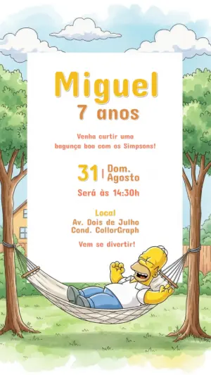 Convite de Aniversário Os Simpsons com Homer para Editar Online