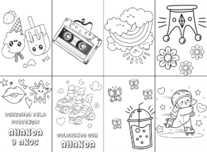 Mini Livro de Colorir VSCO Girl Patins Editável para Festa