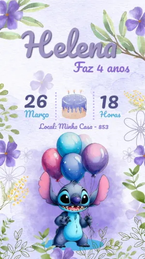 Stitch Birthday Invitation – Static – Color Art Studio