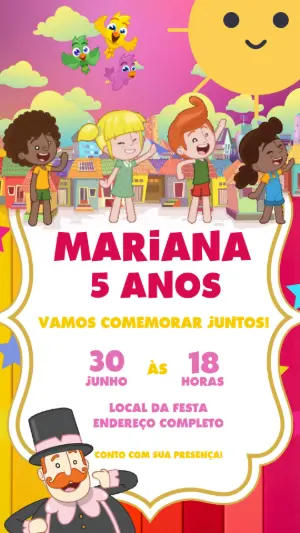 Convite Animado Aniversário Mundo Bita para Editar Online