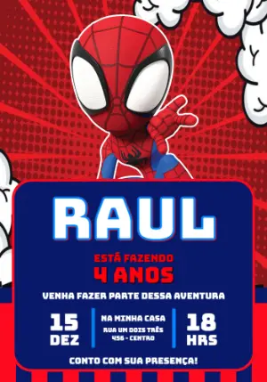 Convite de Aniversário Homem-Aranha Estilo Quadrinhos para Editar