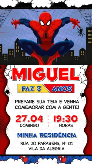 Convite de Aniversário Homem-Aranha para Editar