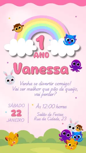 Convite de Aniversário Bolofofos para Editar Online