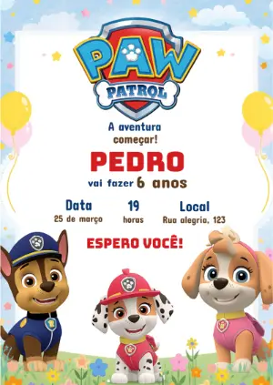 Invito di compleanno Paw Patrol – Statico – KC Design