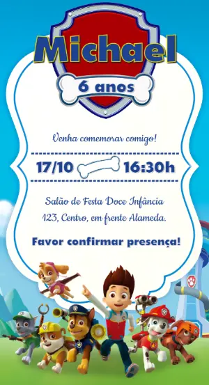 Invito di compleanno Paw Patrol – Statico – Idesign Personalizados