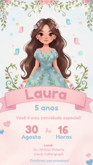 Invitación de cumpleaños Princesas – Estático – CollorGraph EDITOR