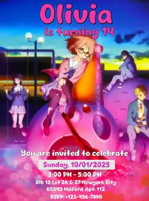 Kyoukai no Kanata Anime Birthday Invitation Template