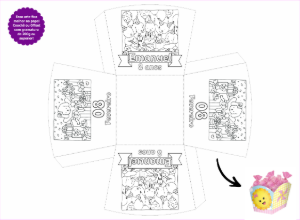 Caixa Cachepot de Aniversário para Colorir Editável Online