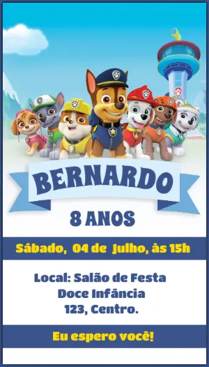 Invito di compleanno Paw Patrol – Statico – Idesign Personalizados