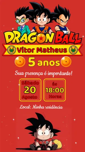 Convite Animado Dragon Ball: Vídeo Editável para Aniversário