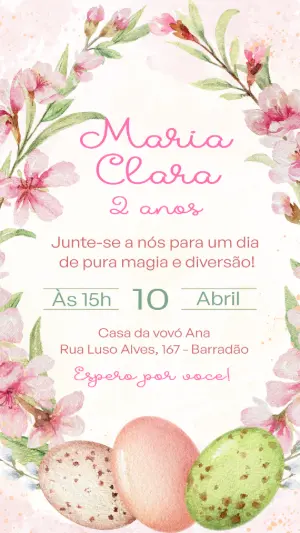 Convite de Aniversário Páscoa Floral para Editar Online