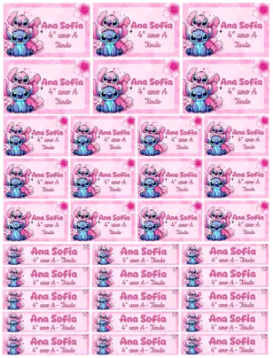 Etiquetas Escolares Stitch e Angel para Editar e Imprimir
