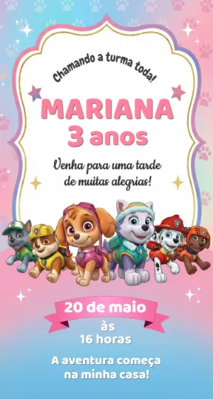 Invito di compleanno Paw Patrol – Statico – Fernando Martins