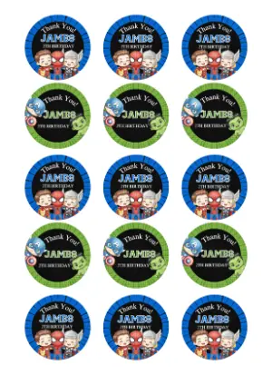 Editable Avengers Birthday Party Favor Tags
