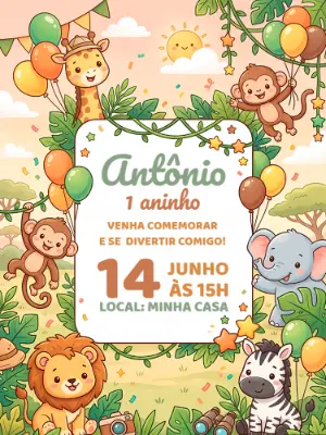 Safari Birthday Invitation – Static – Alegria no ar