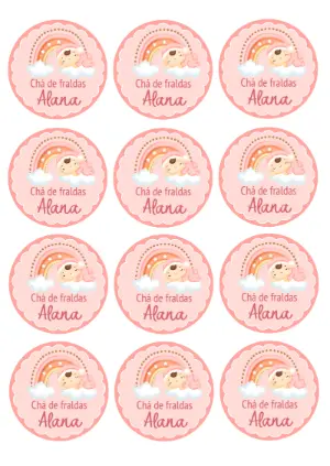 Adesivo Chá de Fraldas Menina Arco-íris para Editar Online