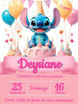 Invitación de cumpleaños Stitch – Estático – Victor designer