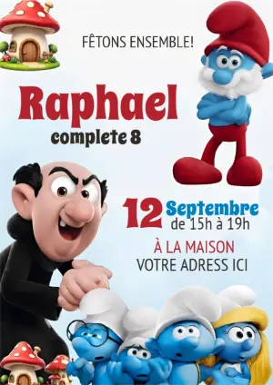 Invitation Anniversaire Schtroumpfs Modèle Numérique à Éditer