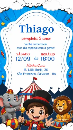 Invitation d'anniversaire Cirque – Statique – CollorGraph EDITOR