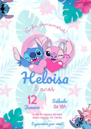Invitación de cumpleaños Stitch – Estático – Janeiro 