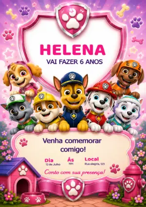 Invito di compleanno Paw Patrol – Statico – KC Design