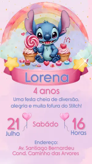 Invitación de cumpleaños Stitch – Estático – CollorGraph Convites