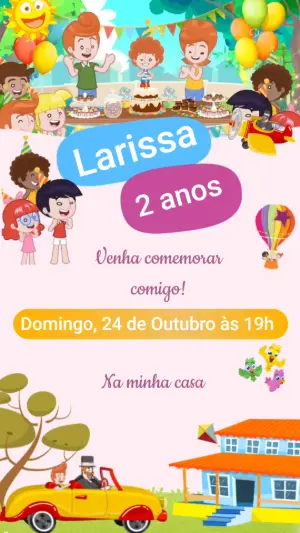 Convite Animado Aniversário Mundo Bita para Editar Online