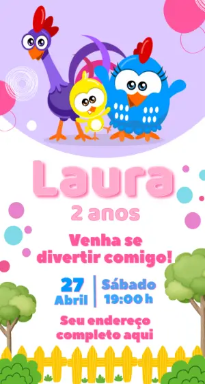 Convite de Aniversário Galinha Pintadinha Toy Editável