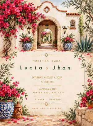 Hacienda Mexican Wedding Invitation Editable Template