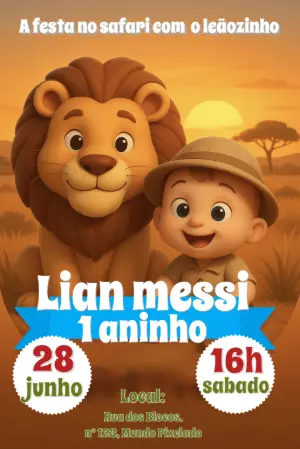 Invito di compleanno Safari – Statico – Convites Digitais Exclusivos