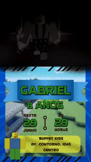Convite Animado Aniversário Roblox para Editar Online