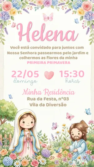 Convite Editável 1º Aninho Jardim de Nossa Senhora e Jesus